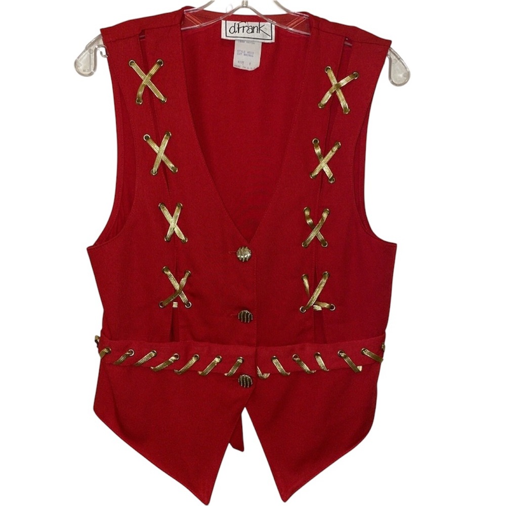 d. Frank Embellished Vest Vintage Size 6 USA 80s 90s